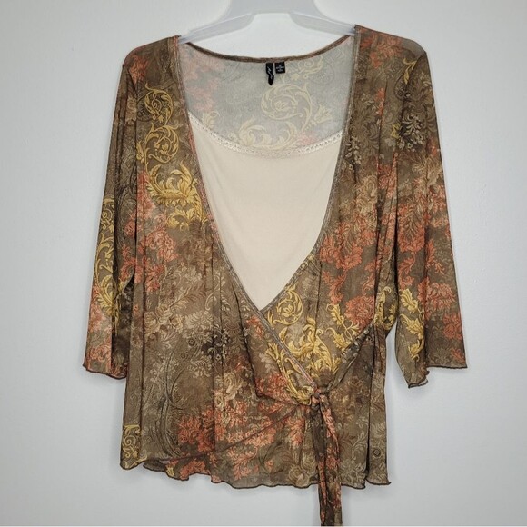 Vintage y2k grunge fairy plus size woodsy wrap top size 3x - Picture 1 of 7